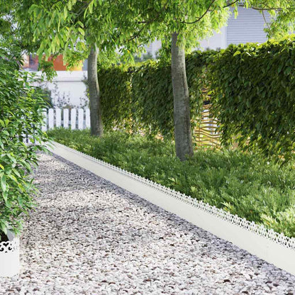 vidaXL Lawn Edgings 10 pcs 103 x 0.05 x 22 cm Steel White 1