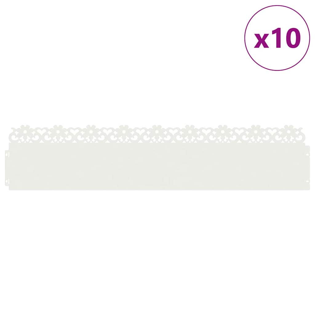 vidaXL Lawn Edgings 10 pcs 103 x 0.05 x 22 cm Steel White 3