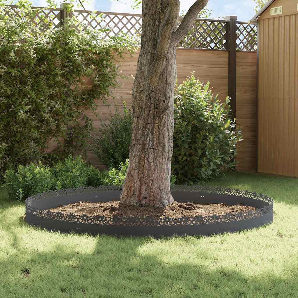 vidaXL Lawn Edgings 10 pcs 103 x 0.05 x 22 cm Steel Anthracite 4