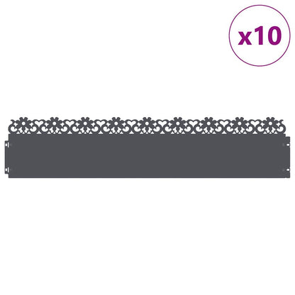 vidaXL Lawn Edgings 10 pcs 103 x 0.05 x 22 cm Steel Anthracite 3