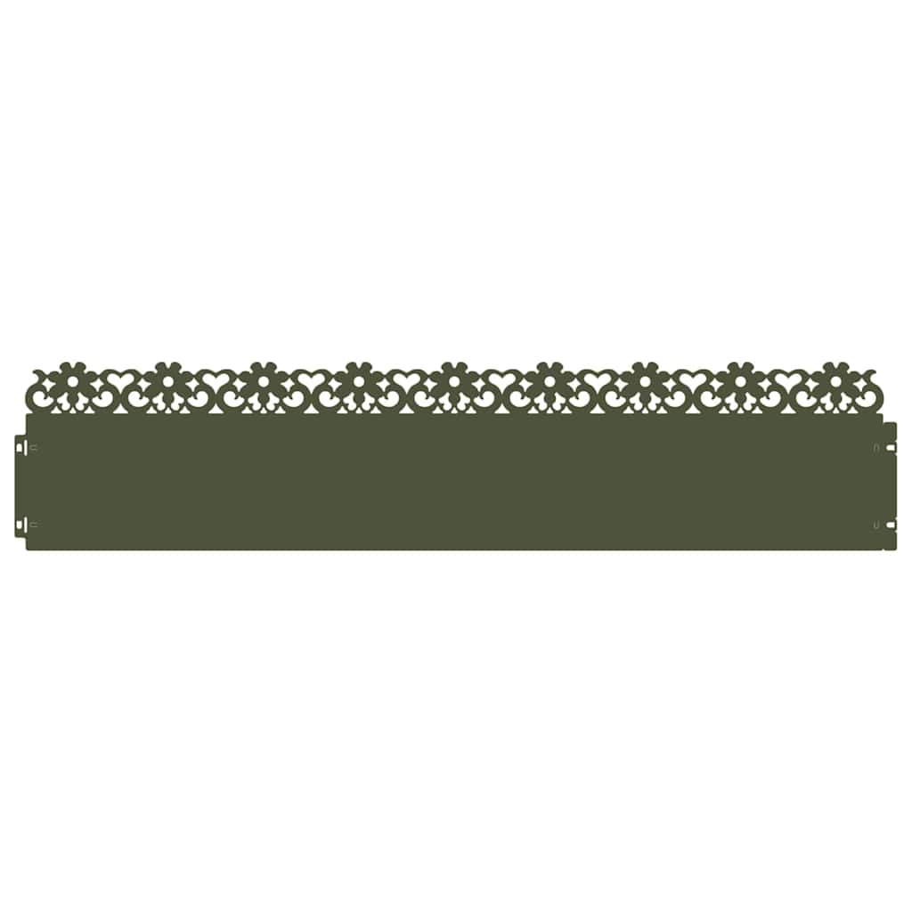 vidaXL Lawn Edgings 10 pcs 103 x 0.05 x 22 cm Steel Olive Green 2