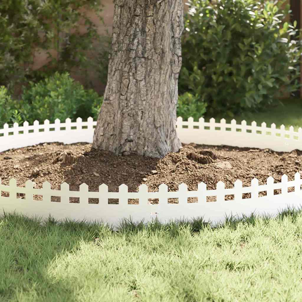 vidaXL Lawn Edgings 10 pcs 103 x 0.05 x 22 cm Steel White 5