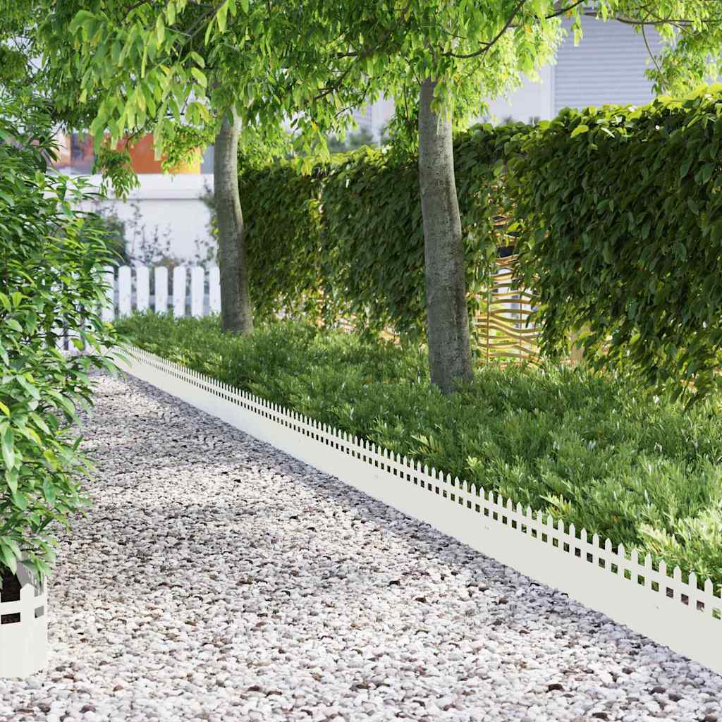 vidaXL Lawn Edgings 10 pcs 103 x 0.05 x 22 cm Steel White 1