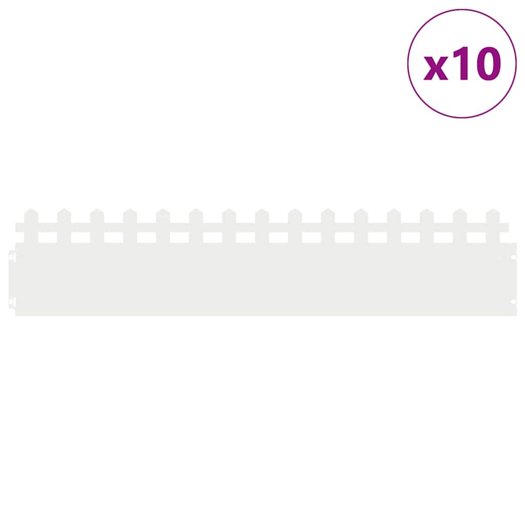 vidaXL Lawn Edgings 10 pcs 103 x 0.05 x 22 cm Steel White 3