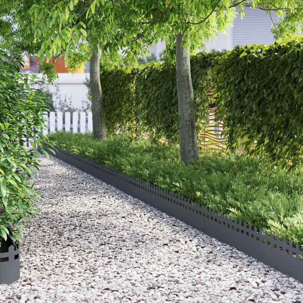 vidaXL Lawn Edgings 10 pcs 103 x 0.05 x 22 cm Steel Anthracite 1