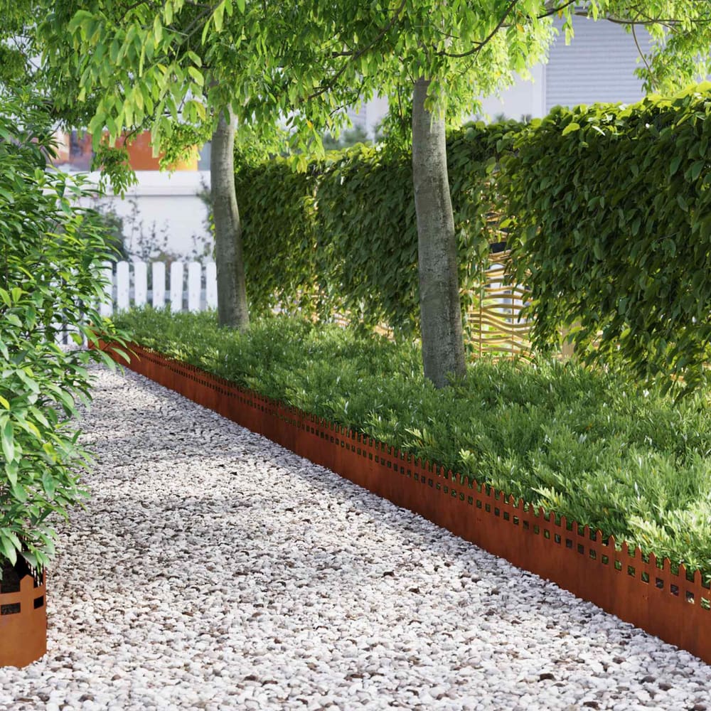 Lawn Edgings 103 x 0.05 x 22 cm Steel 20 pcs Fence Weathering steel
