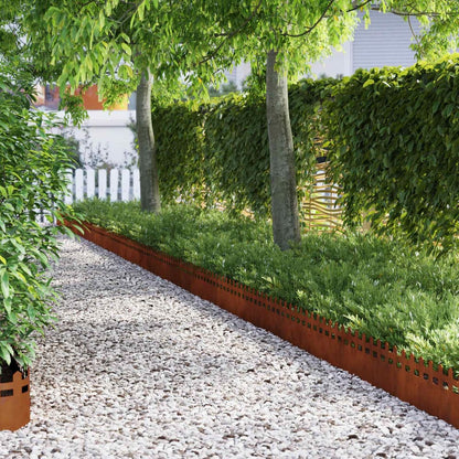Lawn Edgings 103 x 0.05 x 22 cm Steel 20 pcs Fence Weathering steel