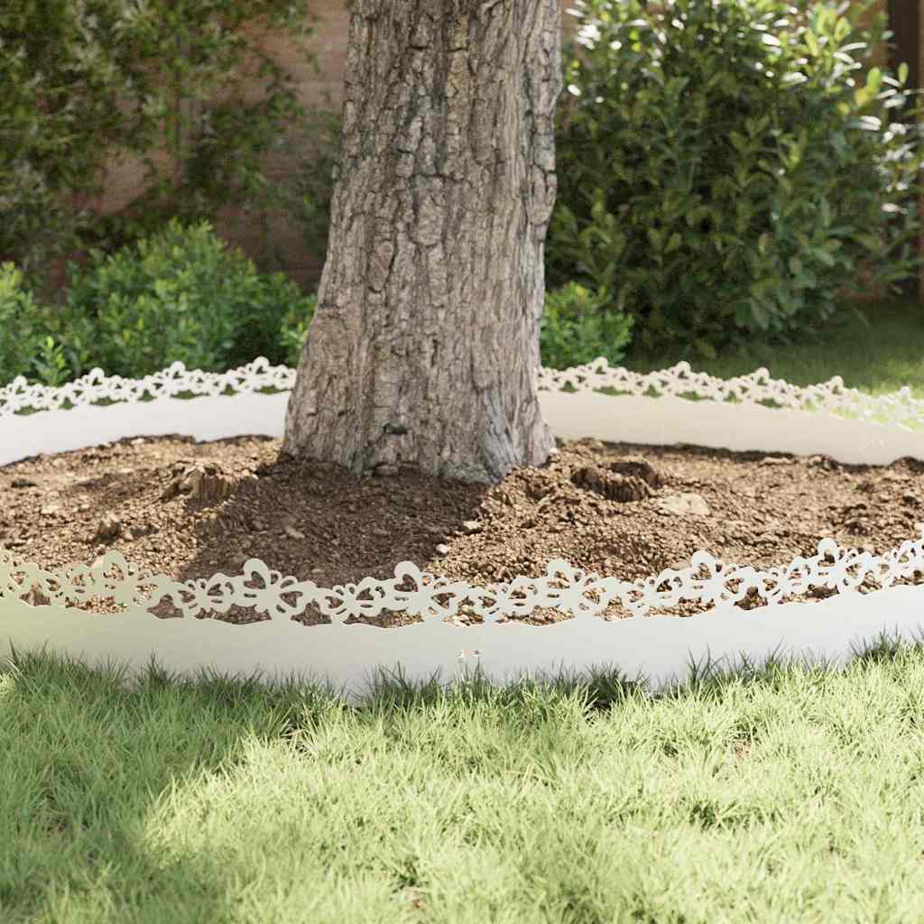vidaXL Lawn Edgings 10 pcs 103 x 0.05 x 22 cm Steel White 5
