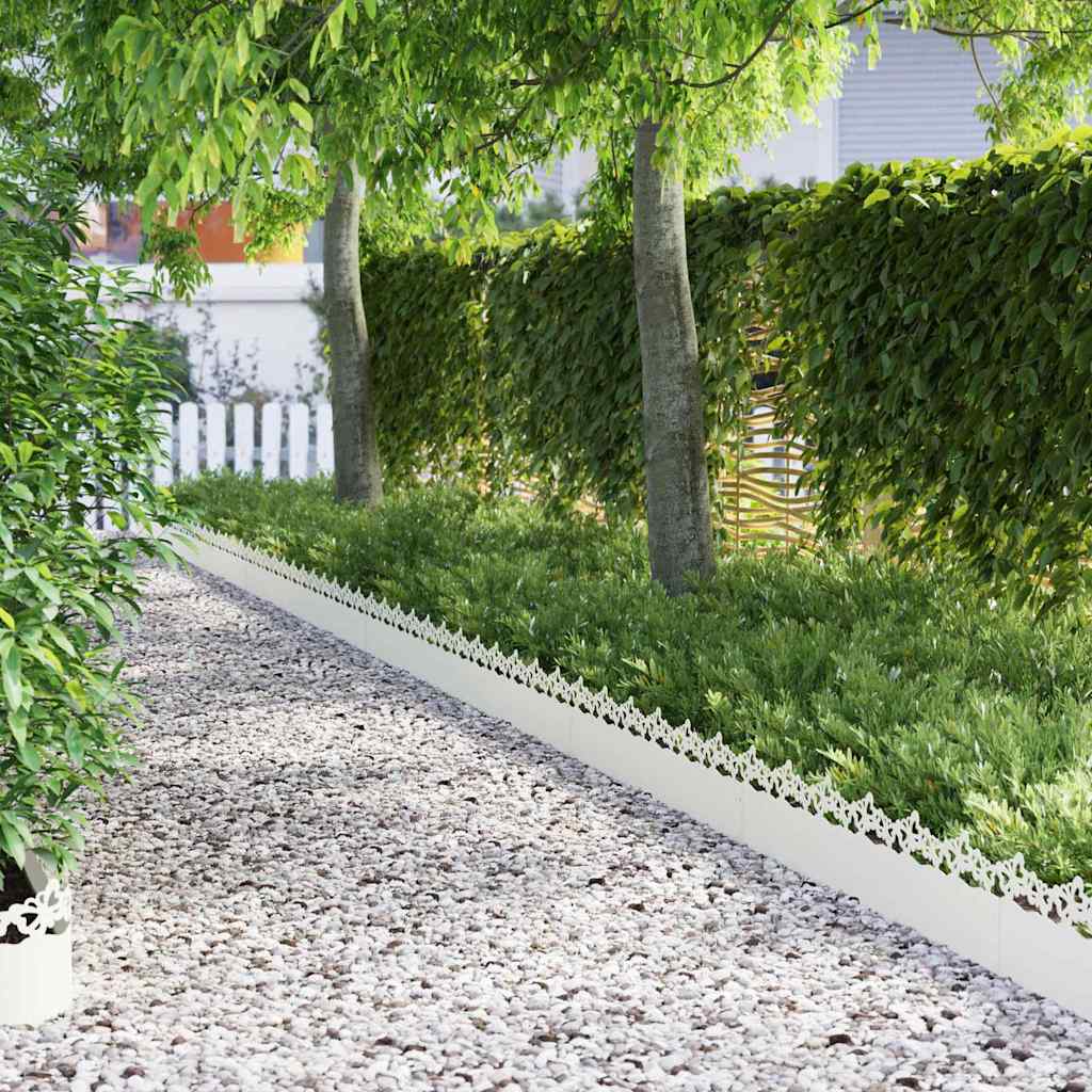 vidaXL Lawn Edgings 10 pcs 103 x 0.05 x 22 cm Steel White 1