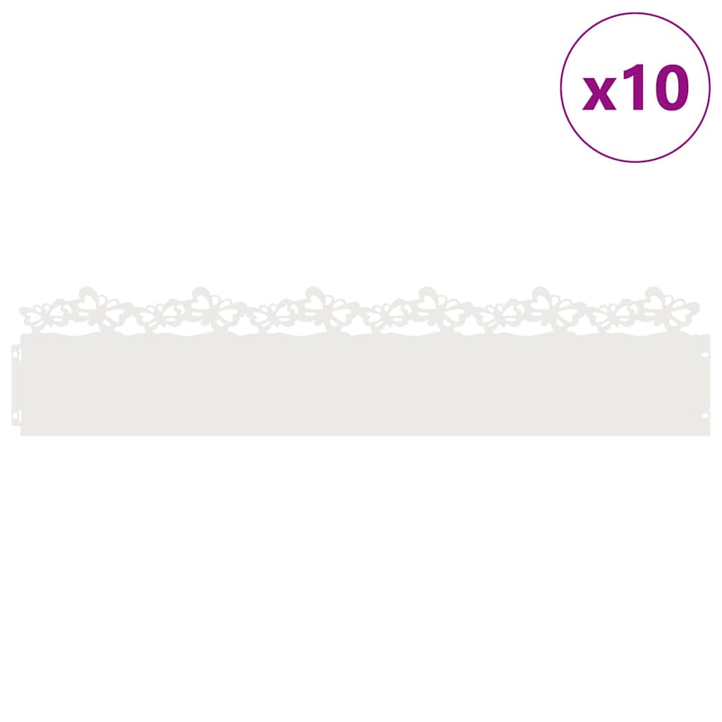 vidaXL Lawn Edgings 10 pcs 103 x 0.05 x 22 cm Steel White 3