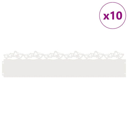 vidaXL Lawn Edgings 10 pcs 103 x 0.05 x 22 cm Steel White 3