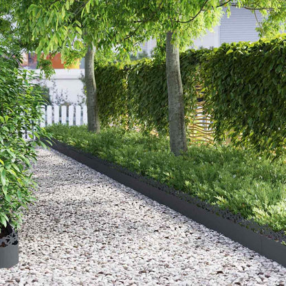 vidaXL Lawn Edgings 10 pcs 103 x 0.05 x 22 cm Steel Anthracite 1
