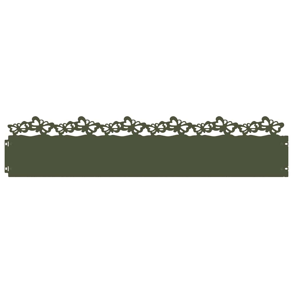 vidaXL Lawn Edgings 10 pcs 103 x 0.05 x 22 cm Steel Olive Green 2