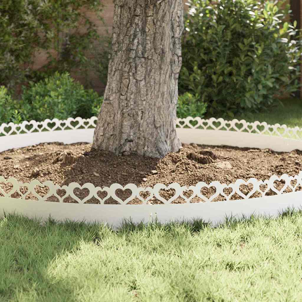 vidaXL Lawn Edgings 10 pcs 103 x 0.05 x 22 cm Steel White 5