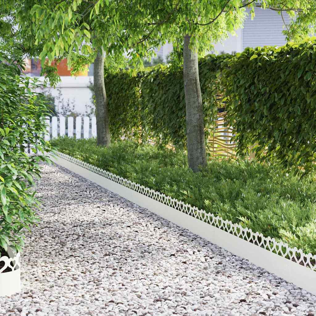 vidaXL Lawn Edgings 10 pcs 103 x 0.05 x 22 cm Steel White 1