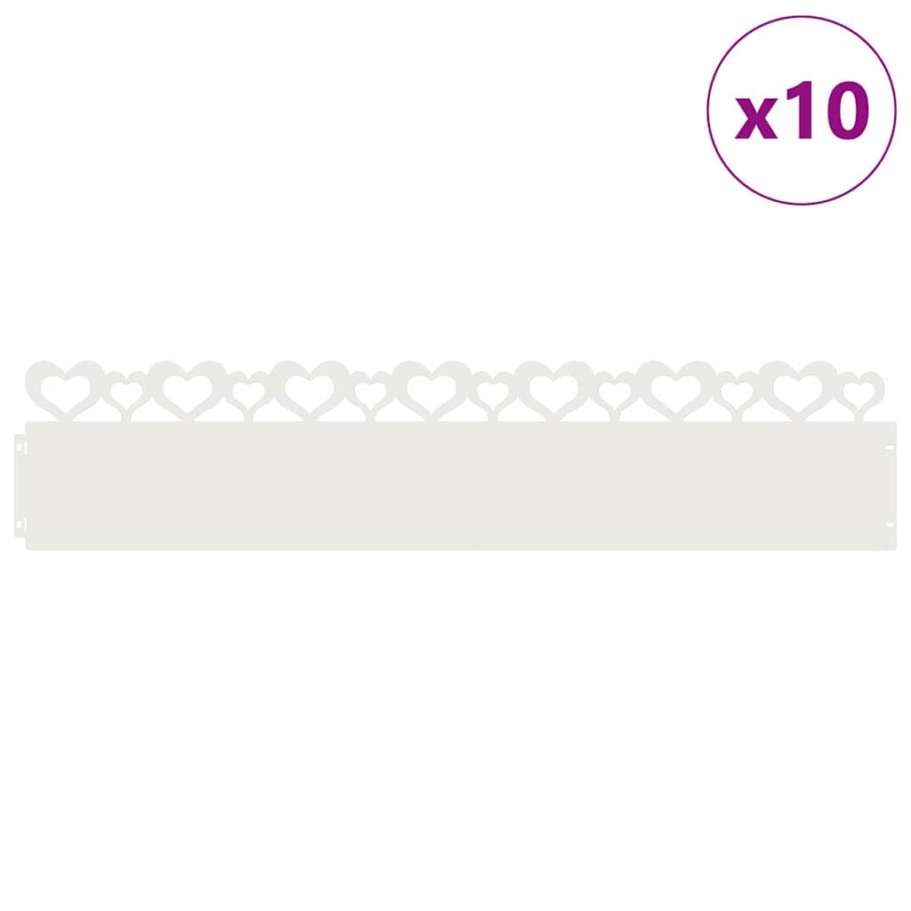 vidaXL Lawn Edgings 10 pcs 103 x 0.05 x 22 cm Steel White 3