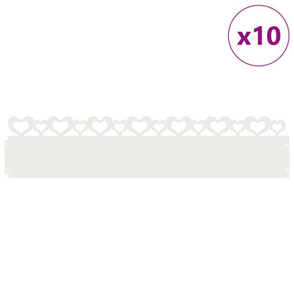 vidaXL Lawn Edgings 10 pcs 103 x 0.05 x 22 cm Steel White 3