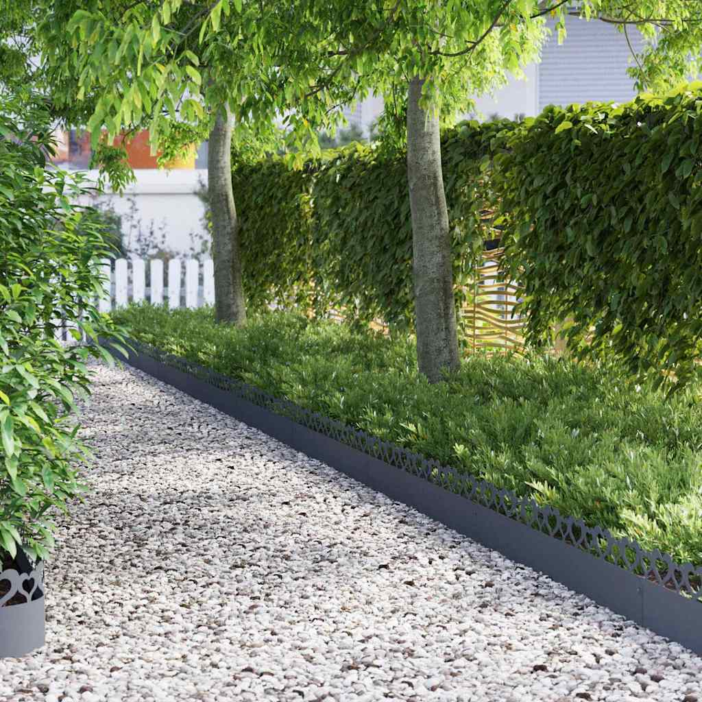 vidaXL Lawn Edgings 10 pcs 103 x 0.05 x 22 cm Steel Anthracite 1