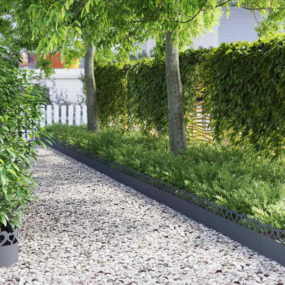 vidaXL Lawn Edgings 10 pcs 103 x 0.05 x 22 cm Steel Anthracite 1