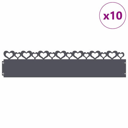 vidaXL Lawn Edgings 10 pcs 103 x 0.05 x 22 cm Steel Anthracite 3