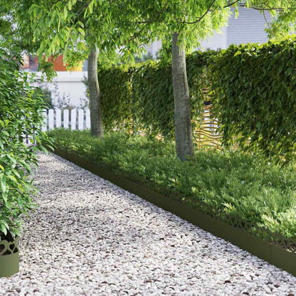 vidaXL Lawn Edgings 10 pcs 103 x 0.05 x 22 cm Steel Olive Green 1
