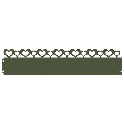 vidaXL Lawn Edgings 10 pcs 103 x 0.05 x 22 cm Steel Olive Green 2