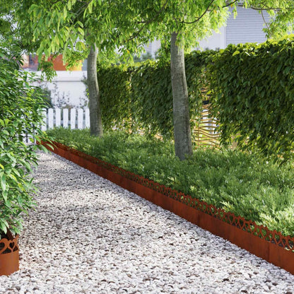 Lawn Edgings 103 x 0.05 x 22 cm Steel 20 pcs Heart Weathering steel