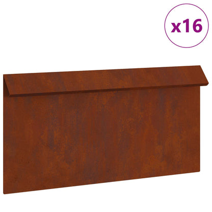 vidaXL Snail Fence 16 pcs 50 x 3.5 x 25 cm Weathering Steel Rusty 2