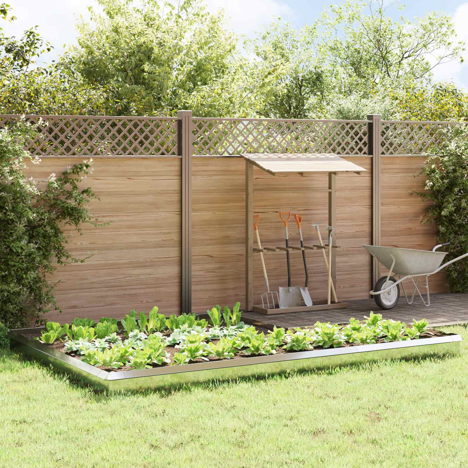 vidaXL Snail Fences 16 pcs 100 x 3.5 x 25 cm Galvanised Steel Silver 1