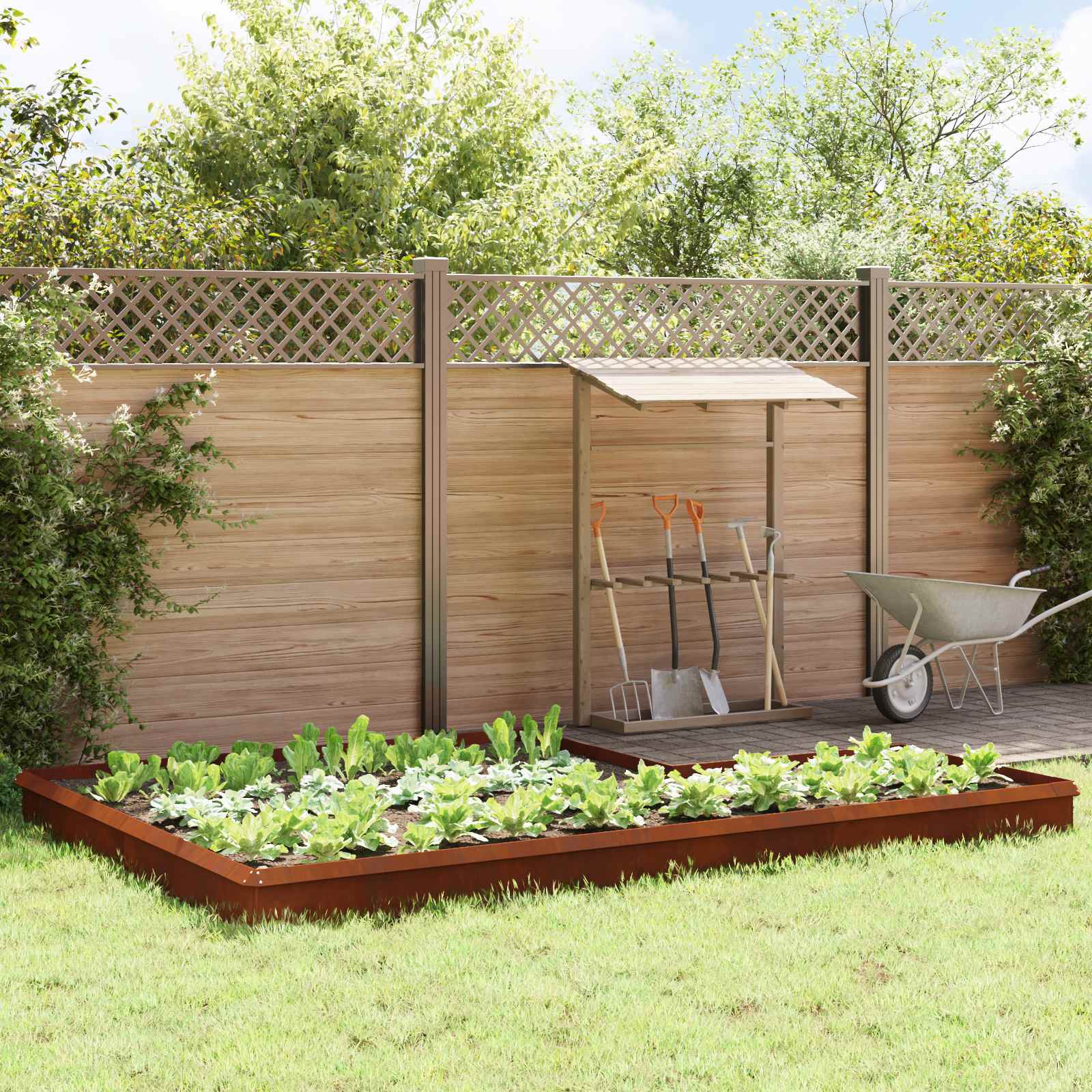 vidaXL Snail Fences 16 pcs 100 x 3.5 x 25 cm Weathering Steel Rusty 1