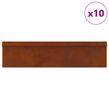 vidaXL Snail Fences 16 pcs 100 x 3.5 x 25 cm Weathering Steel Rusty 3