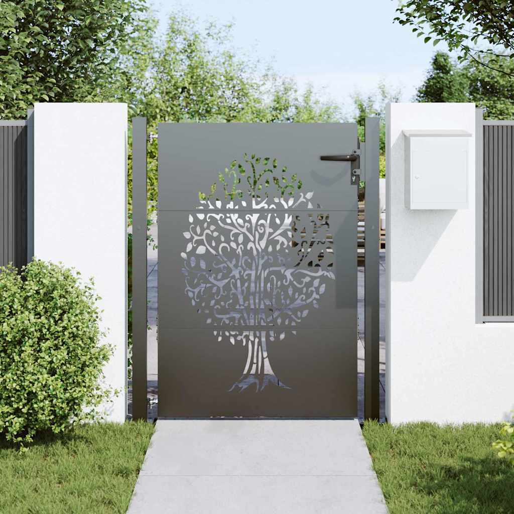 Garden Gate Corten Steel Tree Design Black 100 x 125 cm