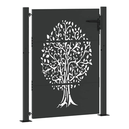 Garden Gate Corten Steel Tree Design Black 100 x 125 cm