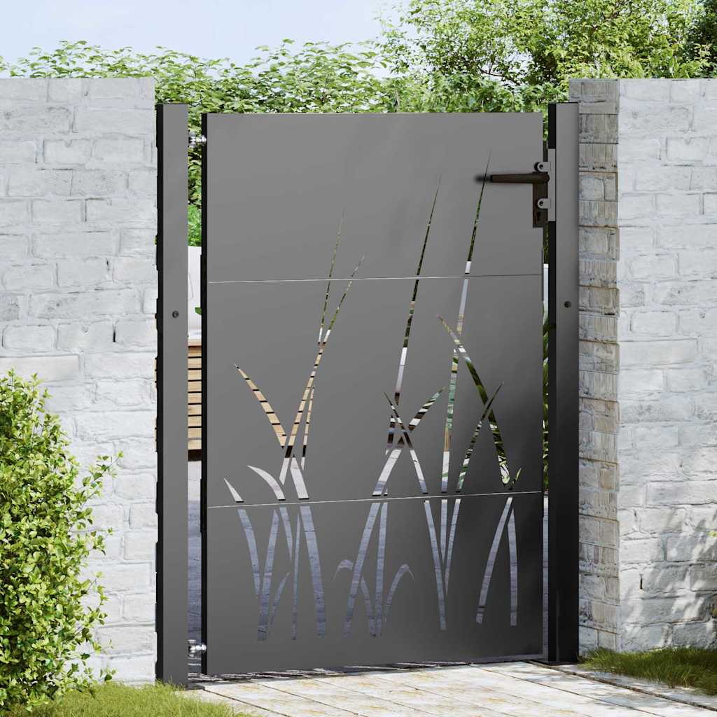 Garden Gate Corten Steel Grass Design Black 100 x 125 cm