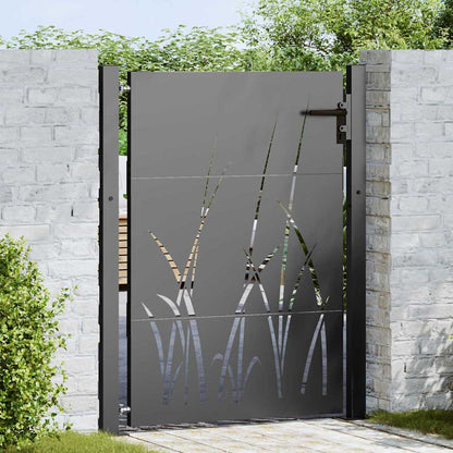Garden Gate Corten Steel Grass Design Black 100 x 125 cm