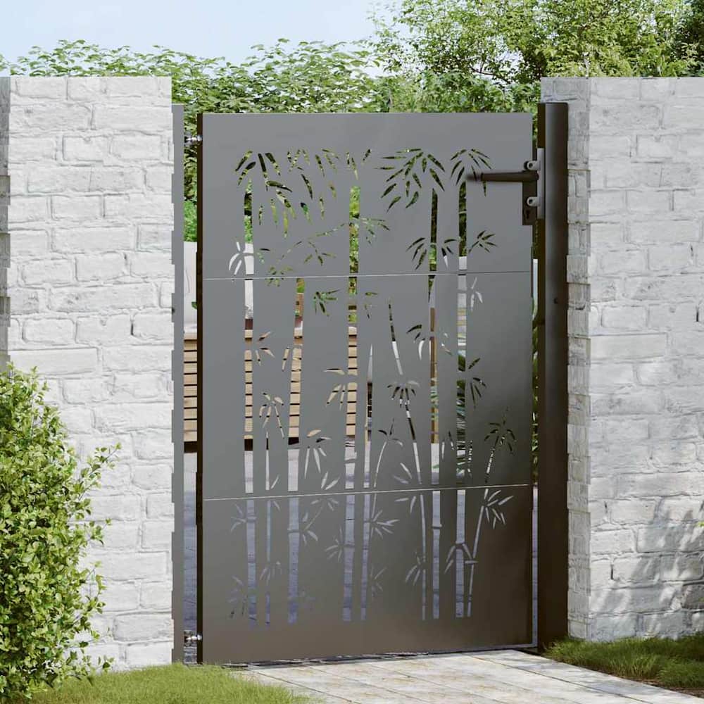 Garden Gate Corten Steel Bamboo Design Black