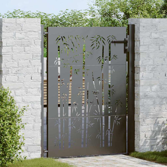 Garden Gate Corten Steel Bamboo Design Black
