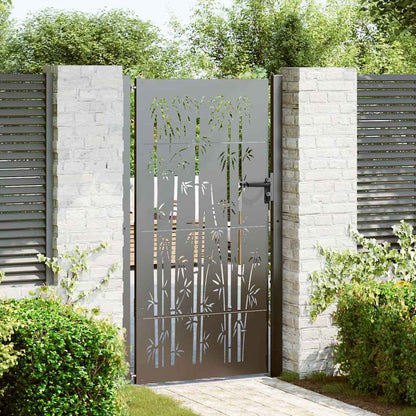 Garden Gate Corten Steel Bamboo Design Black