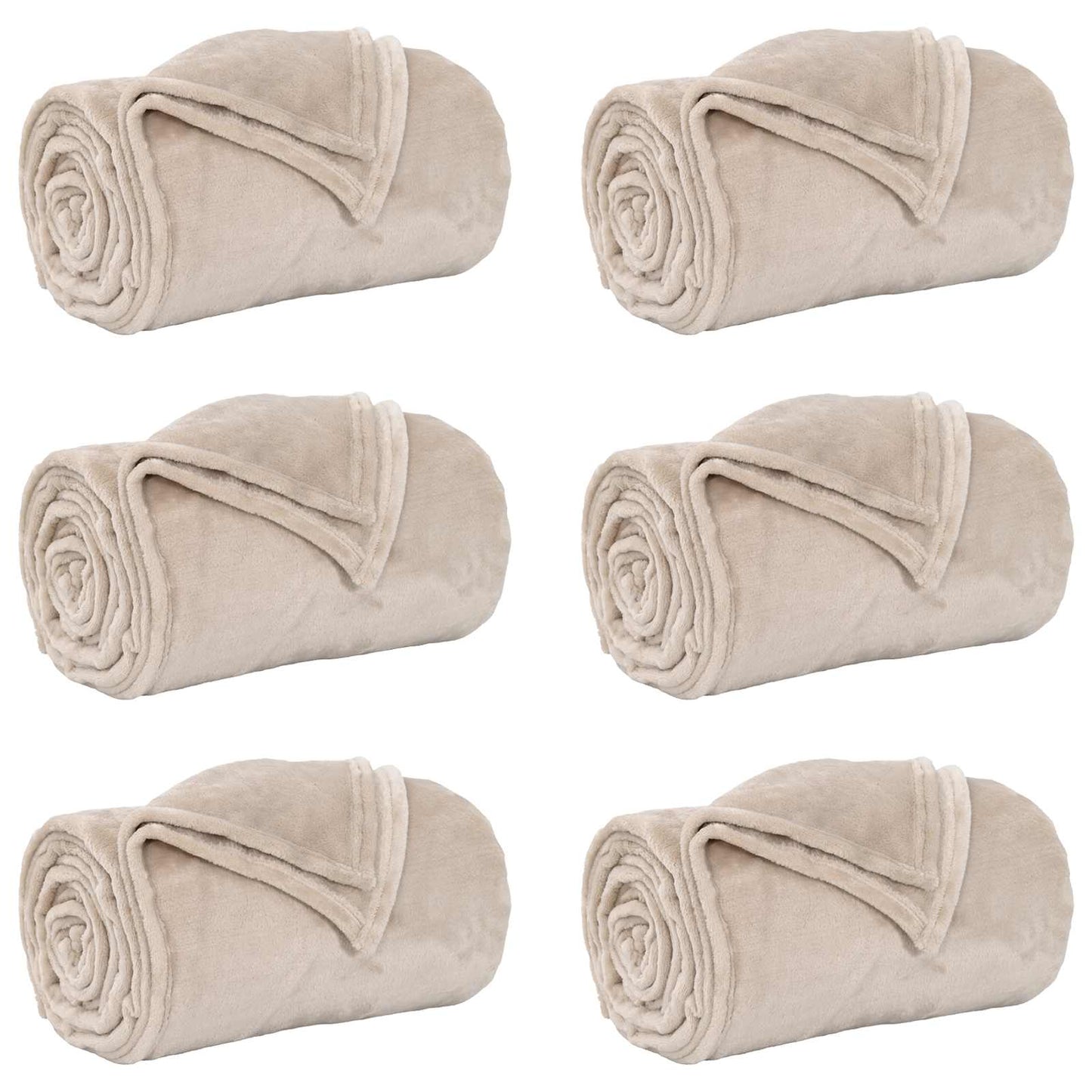 vidaXL Throw Blankets 6 pcs Beige 130 x 150 cm 2.98 kg Fleece 2
