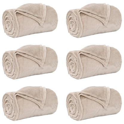 vidaXL Throw Blankets 6 pcs Beige 130 x 150 cm 2.98 kg Fleece 2