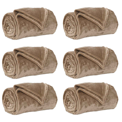 vidaXL Throw Blankets 6 pcs Camel 130 x 150 cm 3.04 kg Fleece 2
