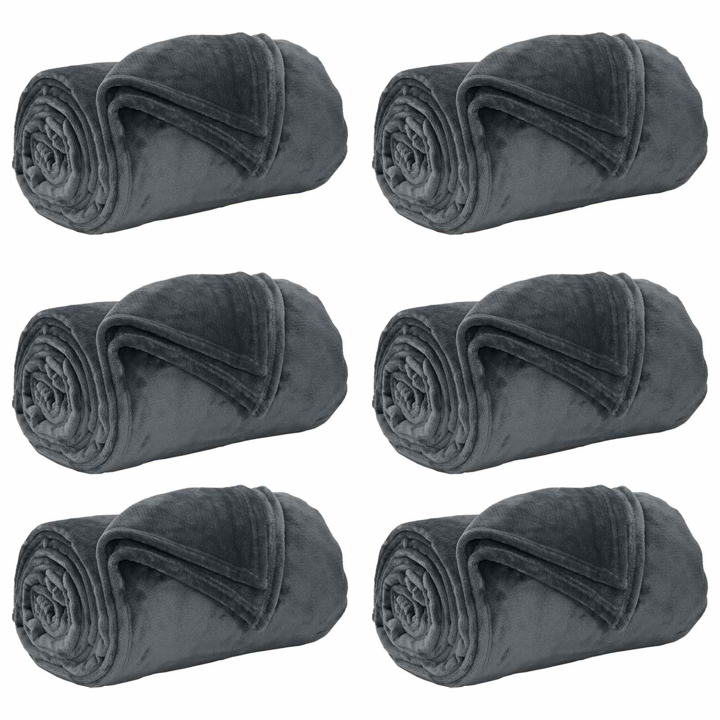 vidaXL Throw Blankets 6 pcs Dark Grey 130 x 150 cm 3.04 kg Fleece 2