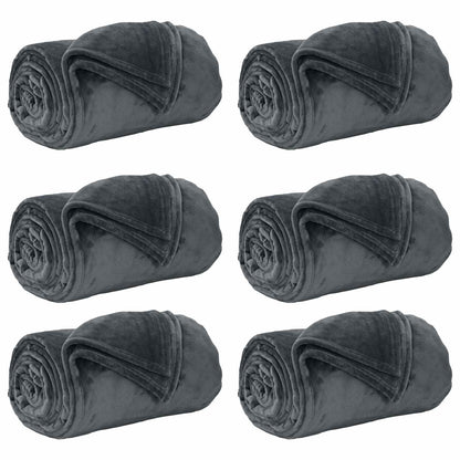 vidaXL Throw Blankets 6 pcs Dark Grey 130 x 150 cm 3.04 kg Fleece 2