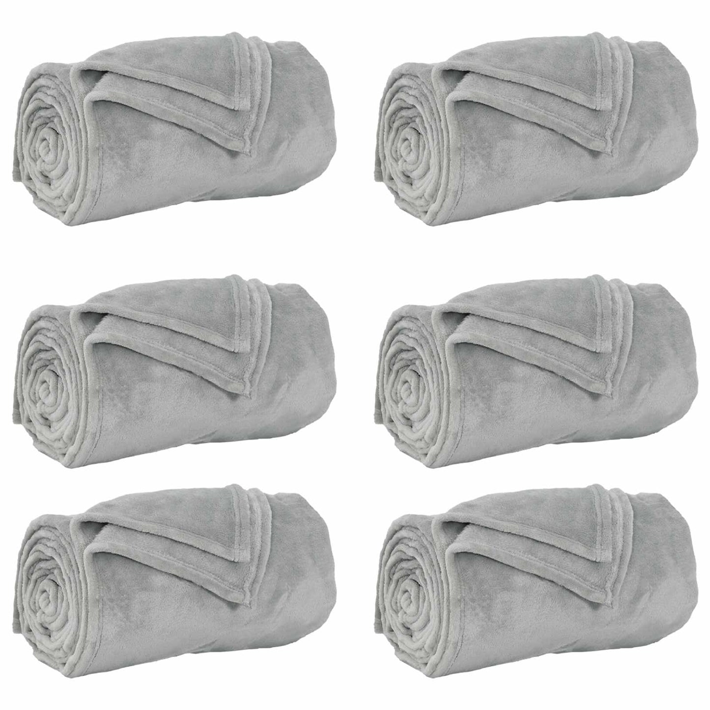 vidaXL Throw Blankets 6 pcs Grey 130 x 150 cm 3.04 kg Fleece 2