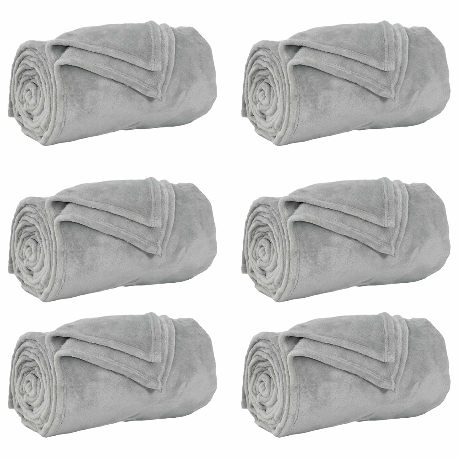 vidaXL Throw Blankets 6 pcs Grey 130 x 150 cm 3.04 kg Fleece 2