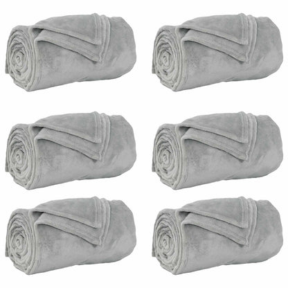 vidaXL Throw Blankets 6 pcs Grey 130 x 150 cm 3.04 kg Fleece 2