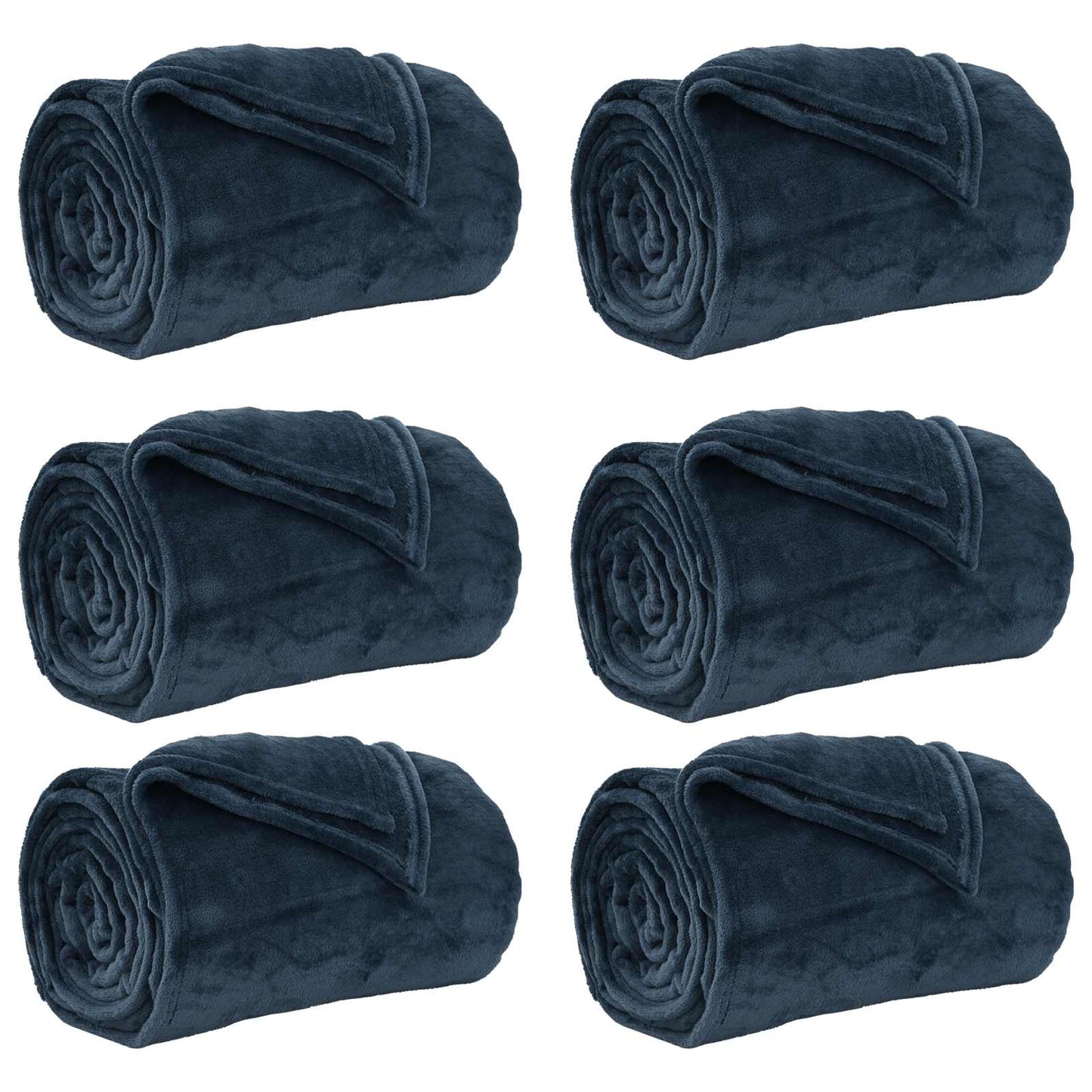 vidaXL Throw Blankets 6 pcs Navy Blue 130 x 150 cm 3.04 kg Fleece 2