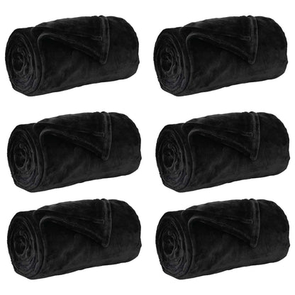 vidaXL Throw Blankets 6 pcs Black 130 x 150 cm 3.04 kg Fleece 2