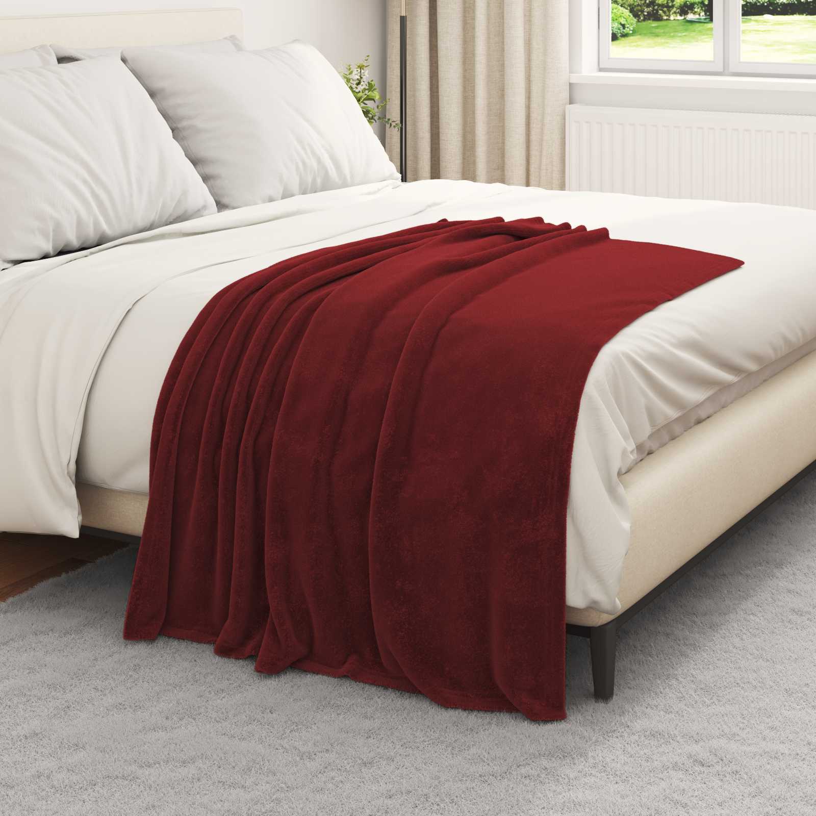 vidaXL Throw Blankets 6 pcs Bordeaux Red 130 x 150 cm 3.04 kg Fleece 3