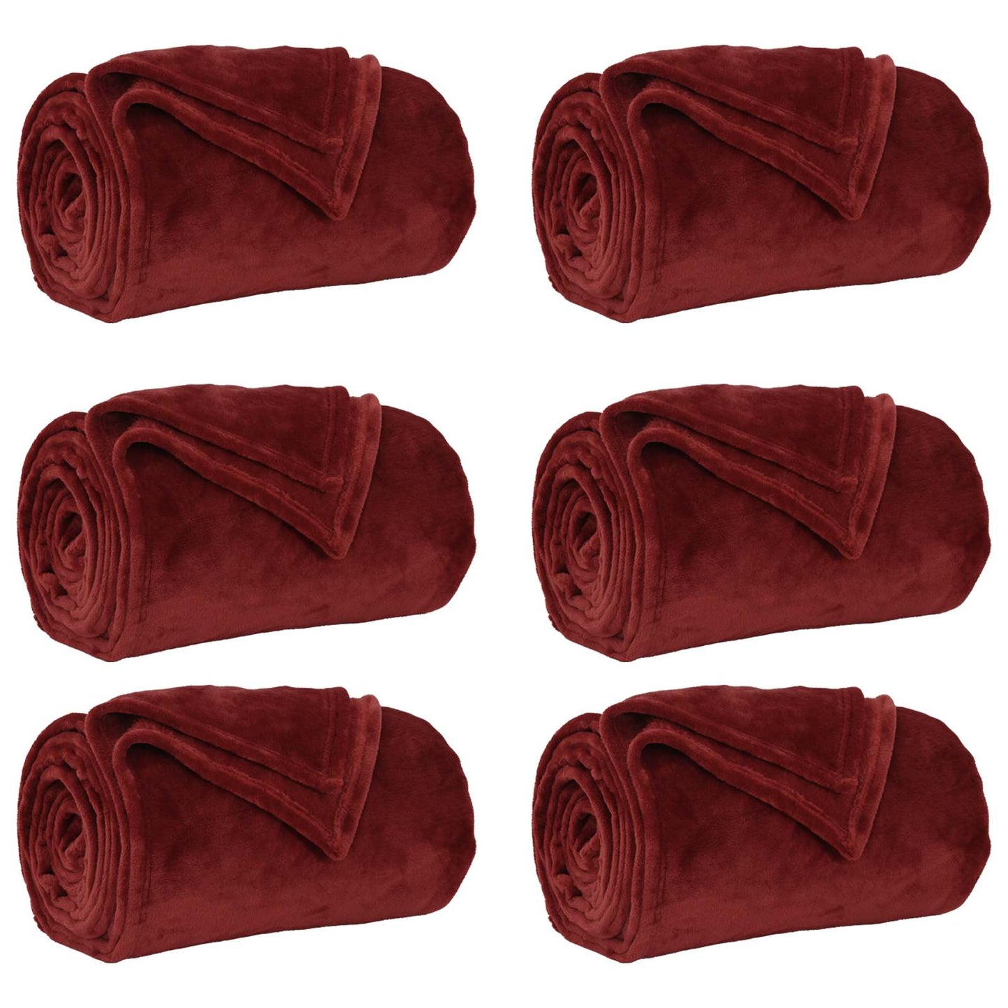 vidaXL Throw Blankets 6 pcs Bordeaux Red 130 x 150 cm 3.04 kg Fleece 2